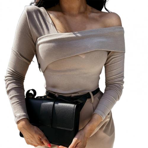Off Shoulder Oblique Strapless Backless Long Sleeve Shirt