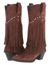 Thick Pointed Heel Tassel High Boots