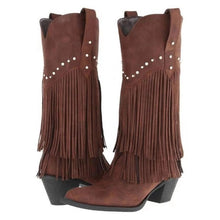 სურათის ჩატვირთვა გალერეის მნახველში, Thick Pointed Heel Tassel High Boots
