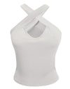Cross Sleeveless Solid Vest Hollow Casual Vest Top