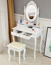 LED Single Mirror With 4 Drawers Vanity Makeup Table