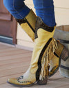 Mid Calf Pu Leather  Cowgirl Retro Boots