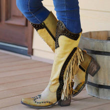 სურათის ჩატვირთვა გალერეის მნახველში, Mid Calf Pu Leather  Cowgirl Retro Boots
