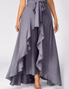 Chiffon Wide-Leg Ruffle Split Tie-Waist Maxi Skirt