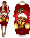 Long Sleeve 3D Print Christmas Dress