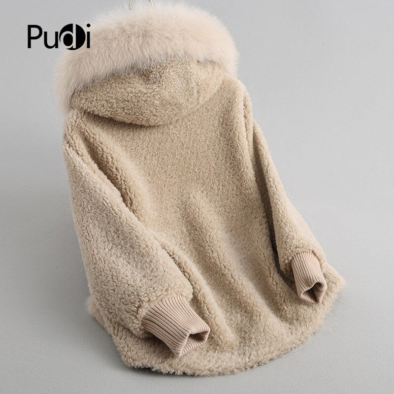 Winter Wool Warm Overcoat With Real Fox Fur
