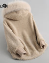 Winter Wool Warm Overcoat With Real Fox Fur