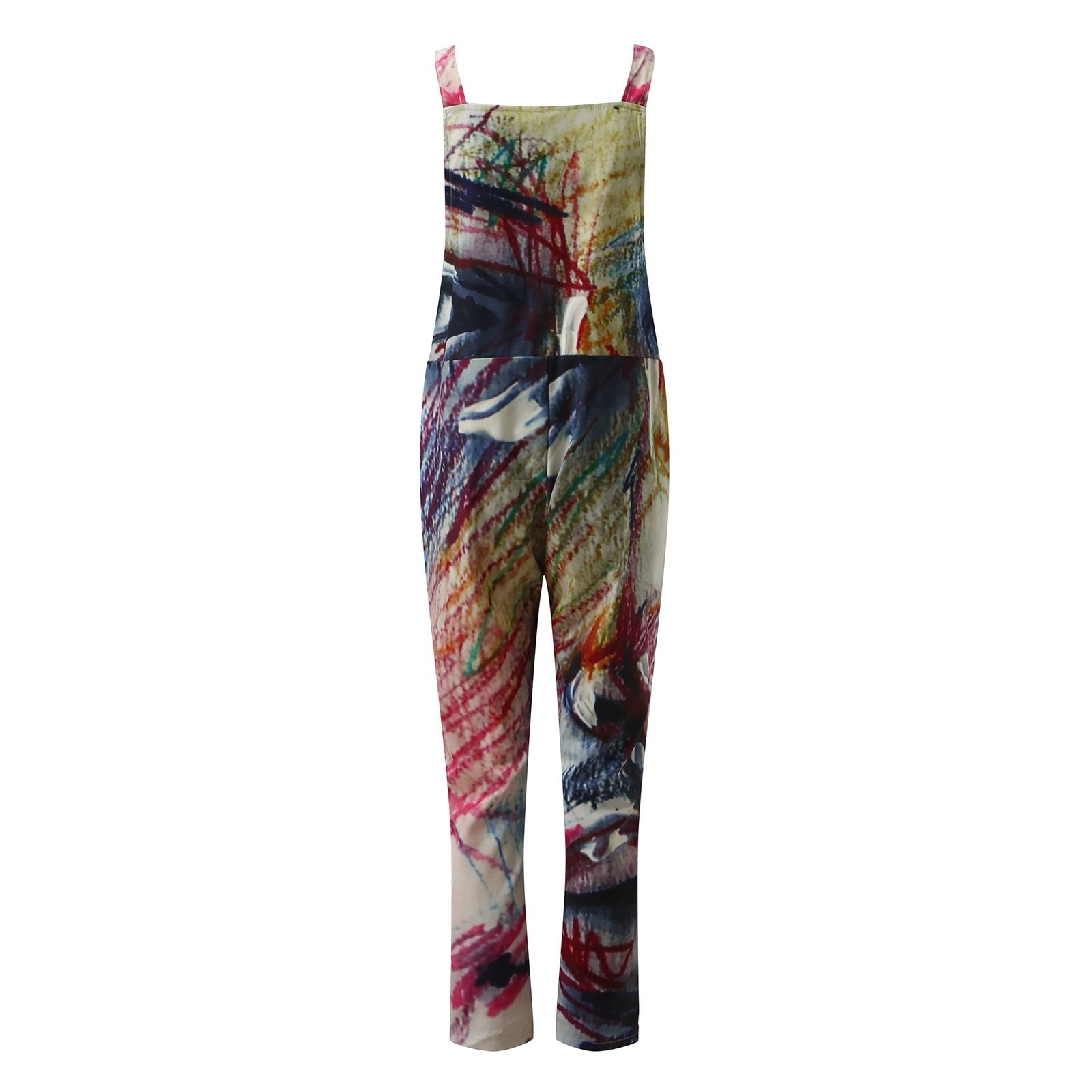 Sleeveless Wide Leg Printed Romper Jumpsuit