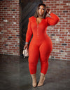 Knitted Hooded Long Sleeve One Piece Overalls