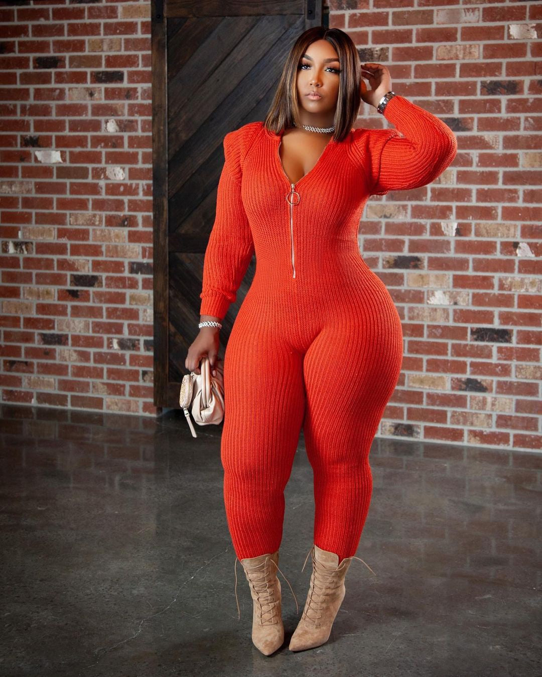 Knitted Hooded Long Sleeve One Piece Overalls
