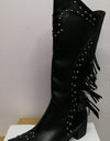 Mid Calf Pu Leather  Cowgirl Retro Boots