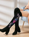 Over Knee Embroidered Thigh Boots