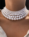 Elegant White Imitation Pearl Choker Necklace