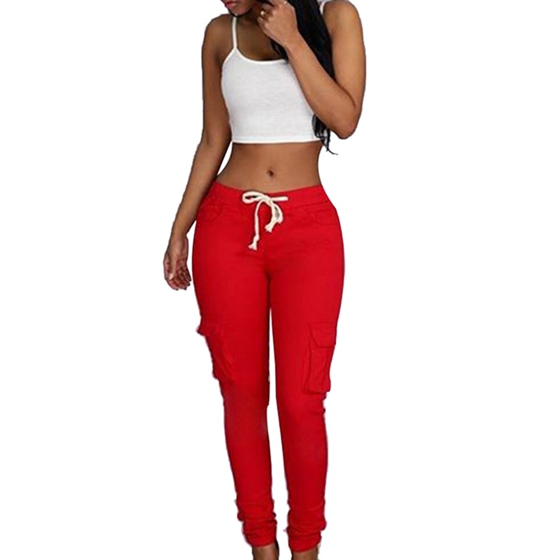 Lace-Up Waist Casual Slim Fit Trousers S-4XL