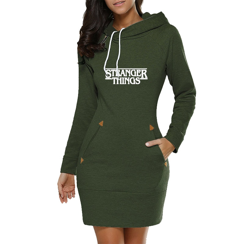 Stranger Things Long Drawstring Hoodie Pullover