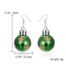 Carica l&#39;immagine nel visualizzatore di Gallery, Fashion Green Red Color Star Ball Christmas Earring Women
