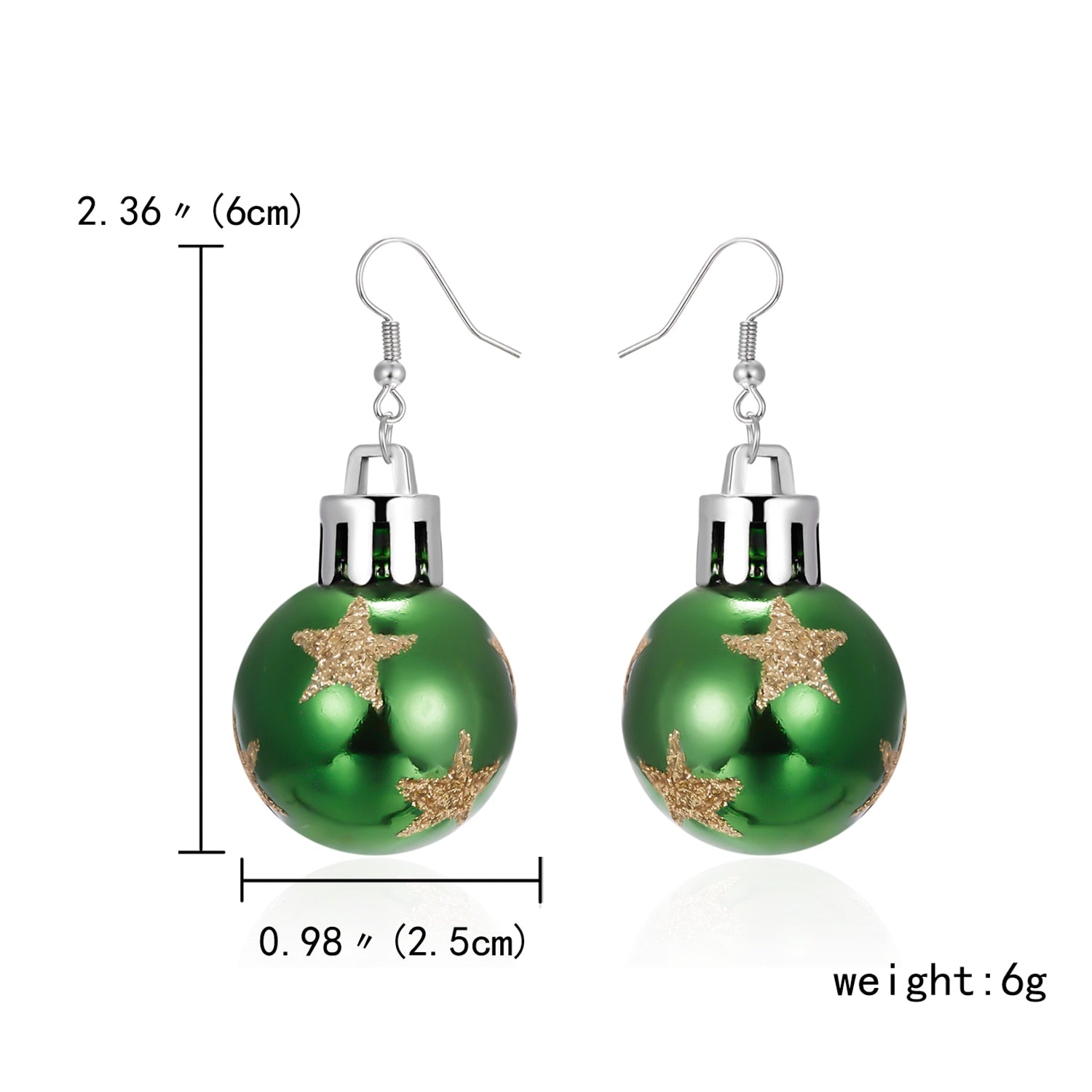 Fashion Green Red Color Star Ball Christmas Earring Women