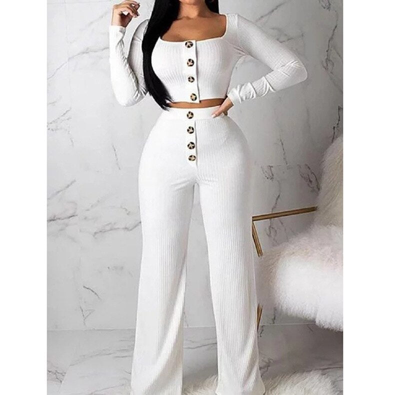 2 Piece Long Sleeve Cardigan Knitted Suit