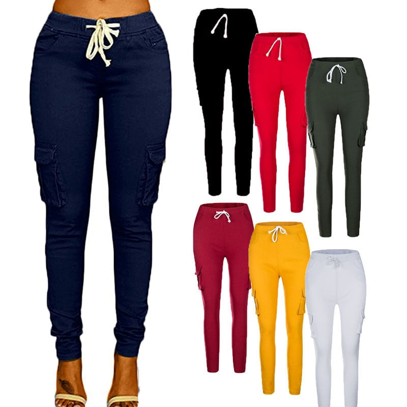 Lace-Up Waist Casual Slim Fit Trousers S-4XL