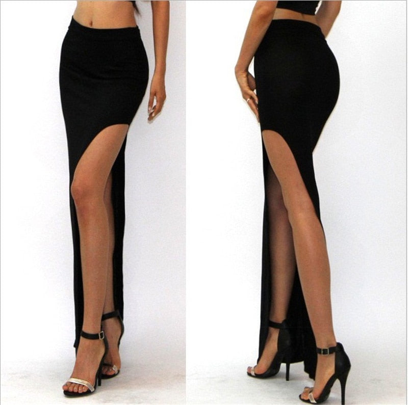 Long  Sexy Open Split High Waist Skirt