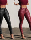 Leather Skinny High Waist Stretch Pants