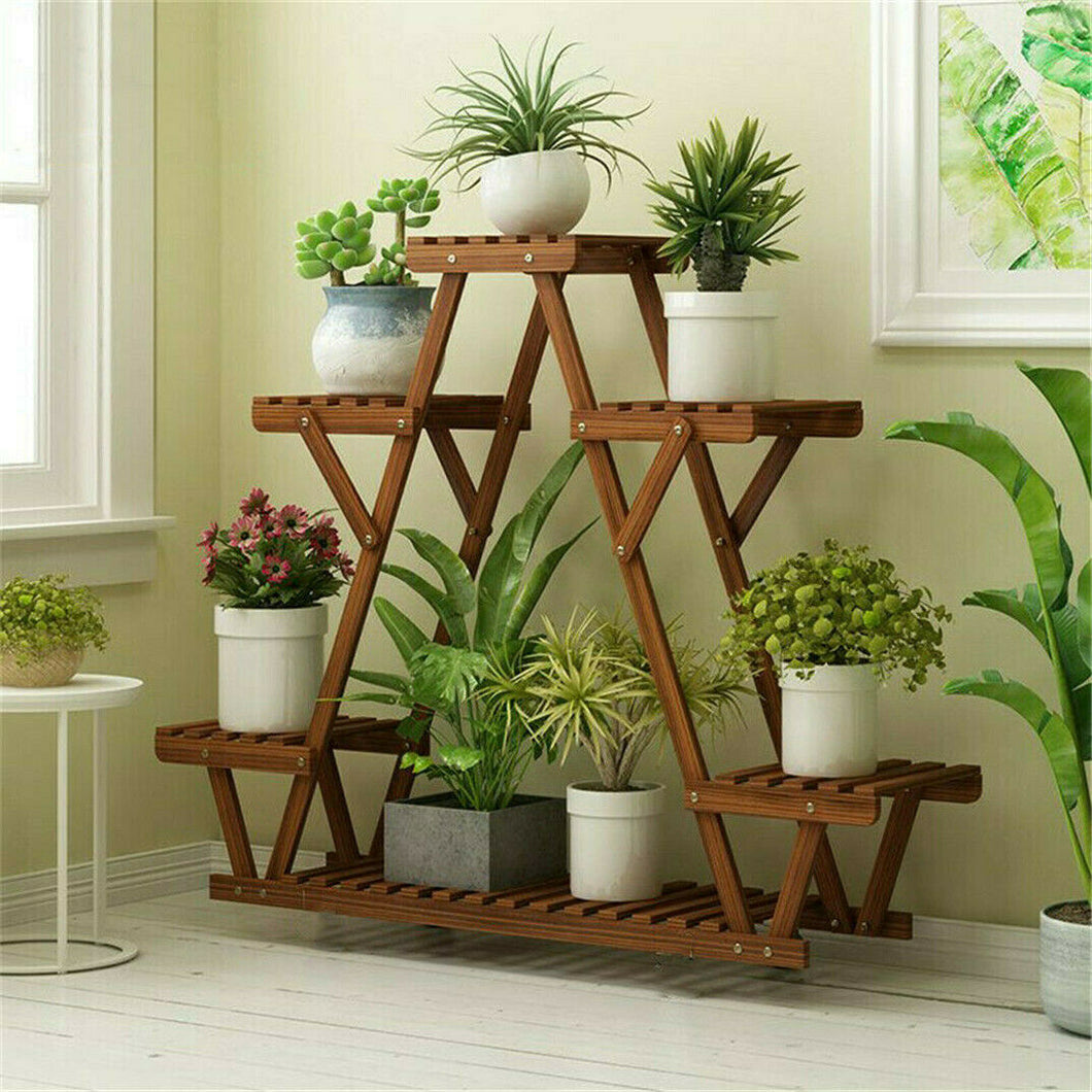 Triangle 6 -Tiered Indoor/Outdoor Wood Plant Stand