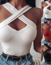 Cross Sleeveless Solid Vest Hollow Casual Vest Top