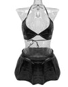Leather V-neck Plus Size Bra Underwear Mini skirt Lingerie Push Up Bra