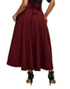 High Waist Pleated Flared A-Line Maxi Skirt