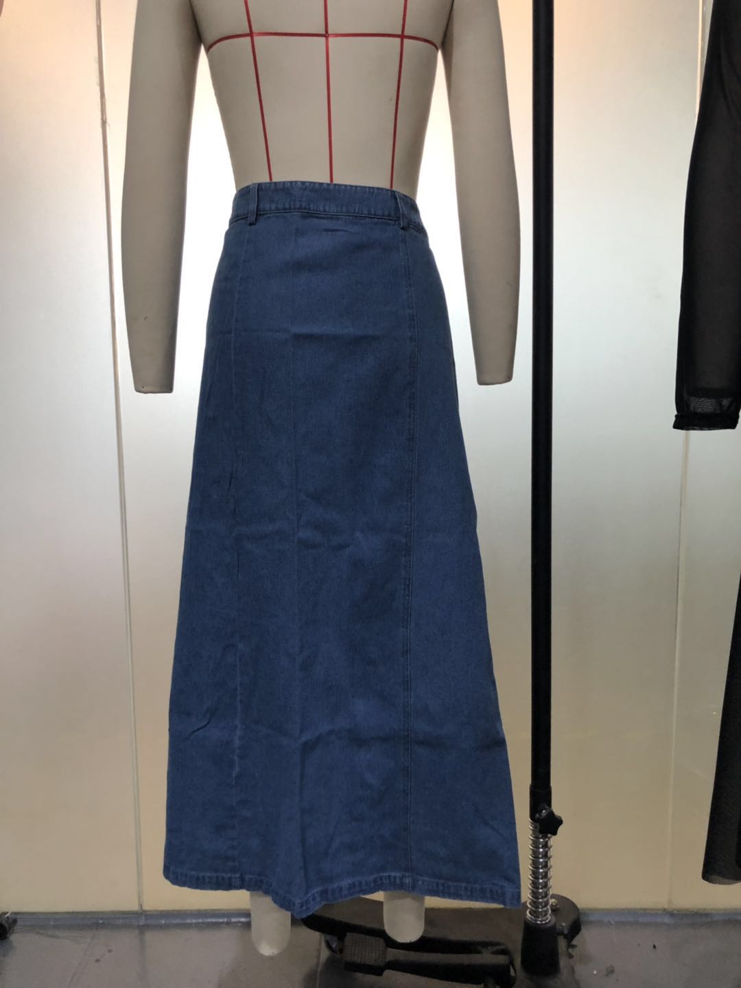 High Waist High Slit Denim Skirt