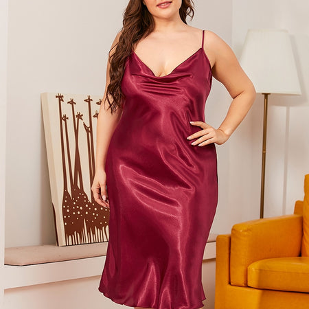 Large size Women's Sleepwear Satin Nightdress