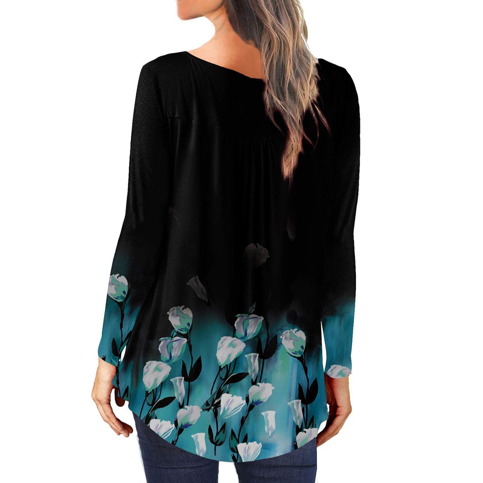 Round Neck Button tunic blouse