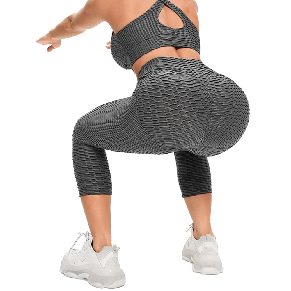 3/4 Textured Yoga Pants