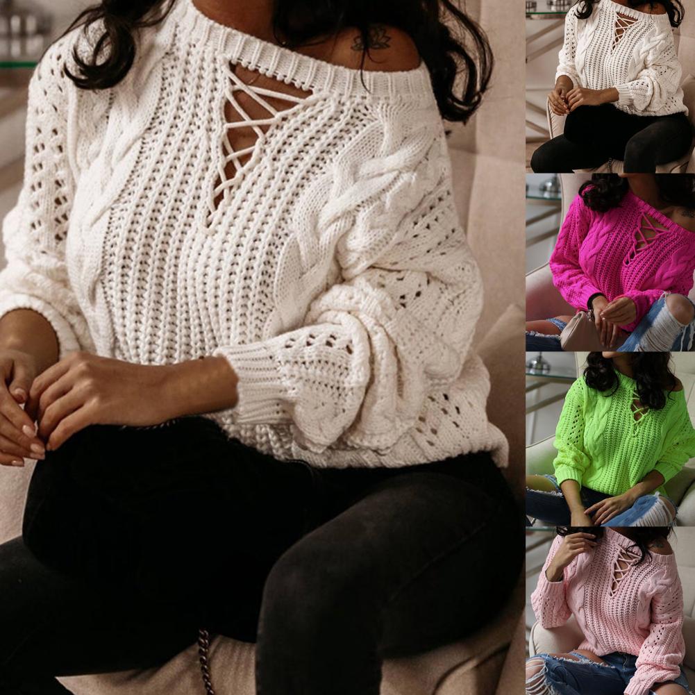 Stylish Oversized Knitted Off-Shoulder Pullover Sweater