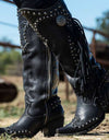 Mid Calf Pu Leather  Cowgirl Retro Boots