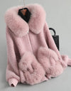 Winter Wool Warm Overcoat With Real Fox Fur