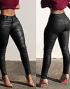 Leather Skinny High Waist Stretch Pants