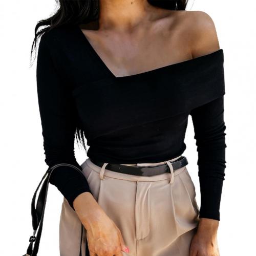 Off Shoulder Oblique Strapless Backless Long Sleeve Shirt