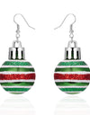Fashion Green Red Color Star Ball Christmas Earring Women