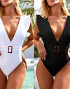 One Piece Flounced Open Back Swimsuit Bikini