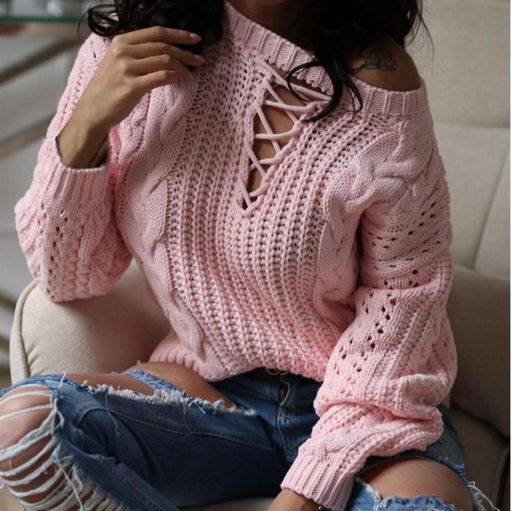 Stylish Oversized Knitted Off-Shoulder Pullover Sweater