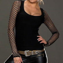 Cargar imagen en el visor de la galería, Slim Low Cut Long Sleeve Net Top
