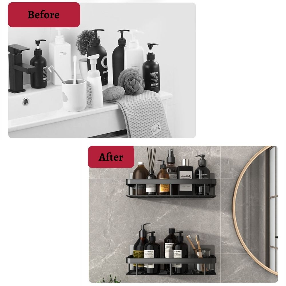 Bathroom Shelves No Drill Corner Shelf Shower Storage Organizer Rack