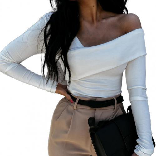 Off Shoulder Oblique Strapless Backless Long Sleeve Shirt