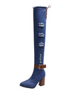 Denim Over The Knee Stretch High Heel Pointed Toe Boots