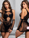 Fishnet Halter Backless Low Cut Dress