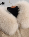 Winter Wool Warm Overcoat With Real Fox Fur