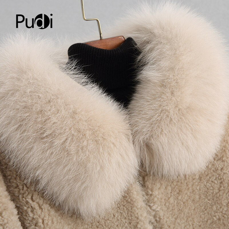 Winter Wool Warm Overcoat With Real Fox Fur