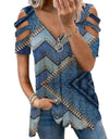 V-Neck Zipper Blouse Pullover