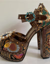 Exotic Embroidery Satin Diamond Flower Summer Sandals